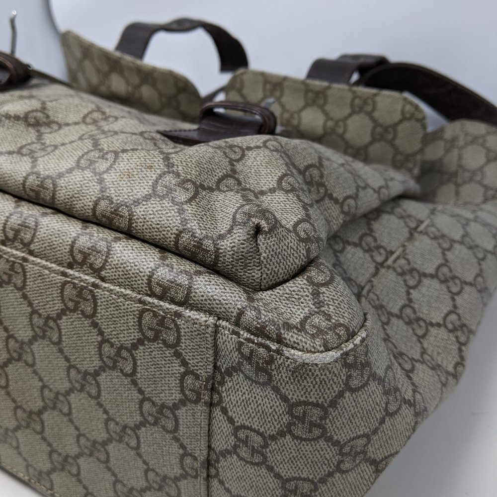 GUCCI PVC Beige & Dark Brown Two Pocket Tote Bag - Picture 16 of 16